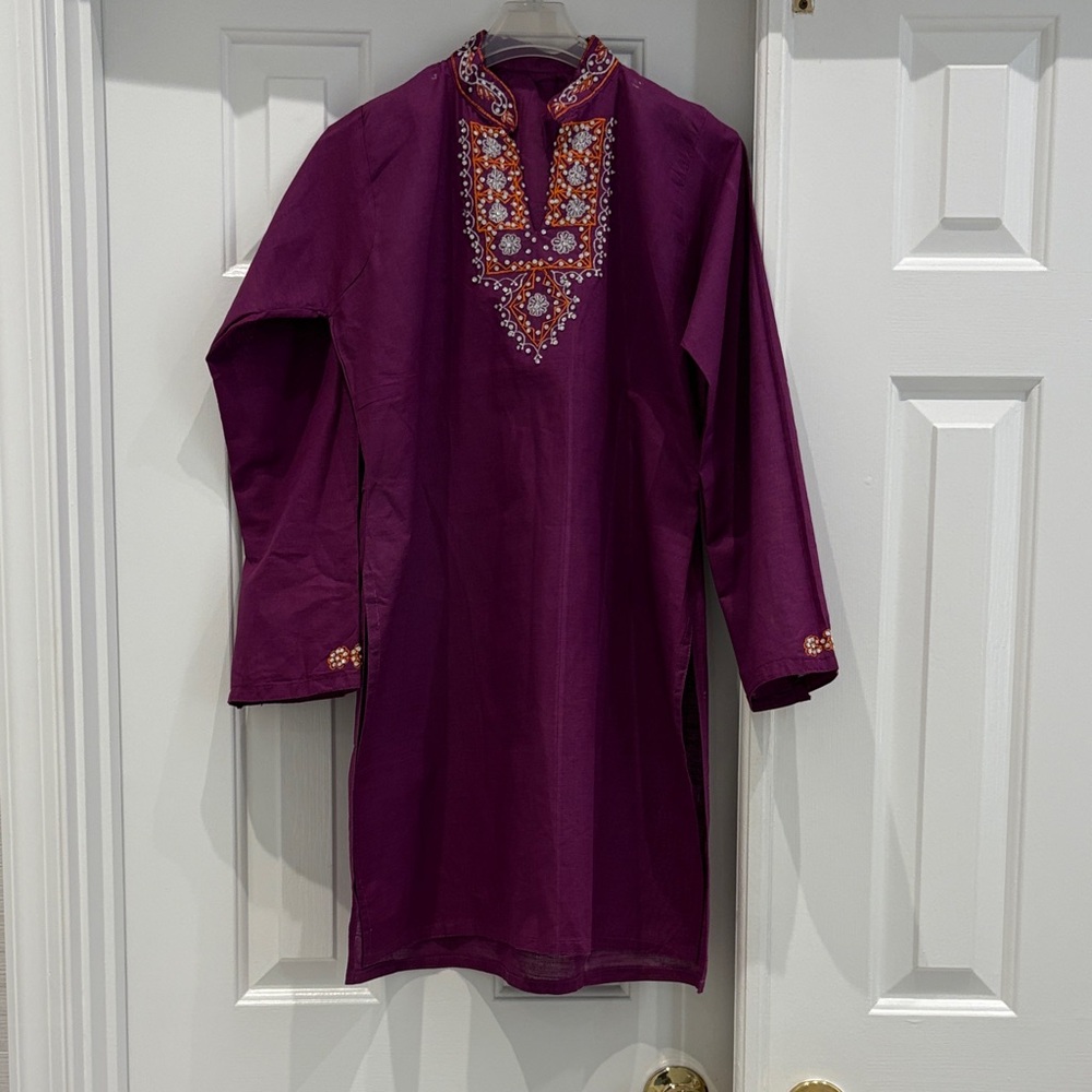 Embroidered Purple Tunic Top